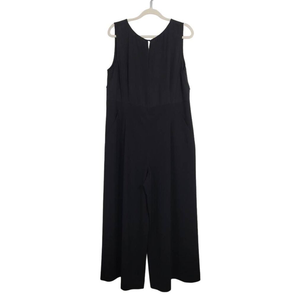 Lafayette 148 Black Wide Leg Jumpsuit Sz 16 Sleeveless Draped Back Old Money